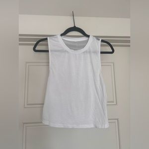 White workout crop tank top